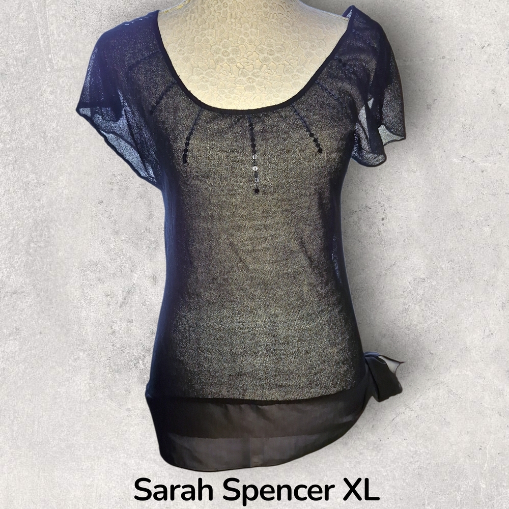 Sarah Spencer Elegant Black Sheer Blouse